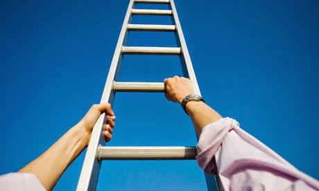 Ladder with blue sky behind