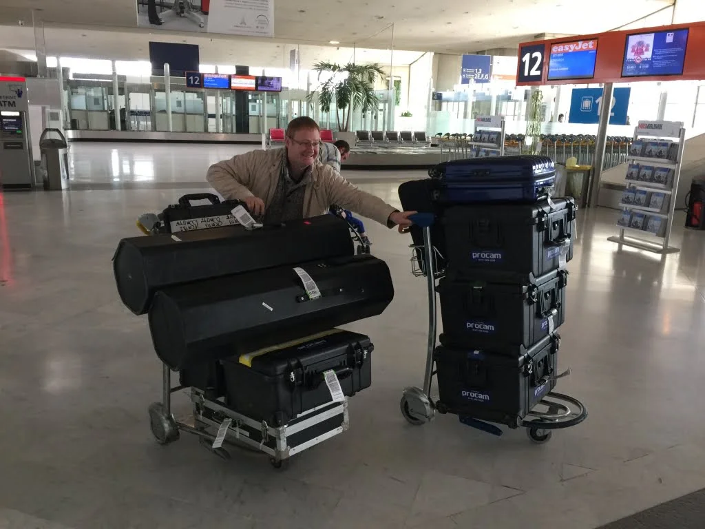 LA Media Team at Airport with Equipment 