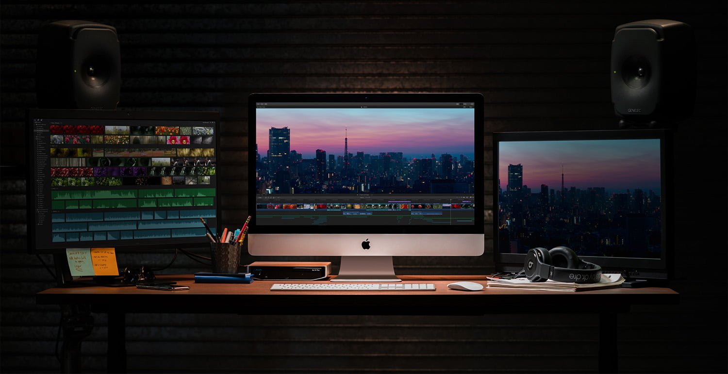 Image showing iMac in edit suite surrounded by monitors