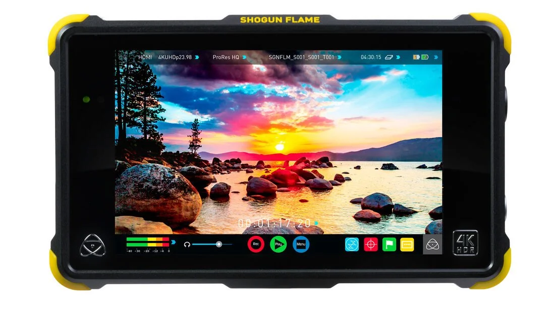 Front view of the Shogun Flame field monitor by Atomos