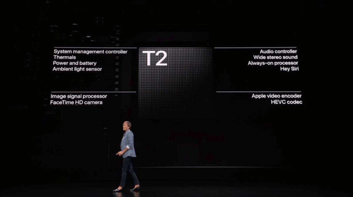 Image showing Apple debuting the T2 chip at one of their Keynotes